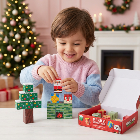 Magnetische Weihnachts-Bausteine mit Würfelmotiven