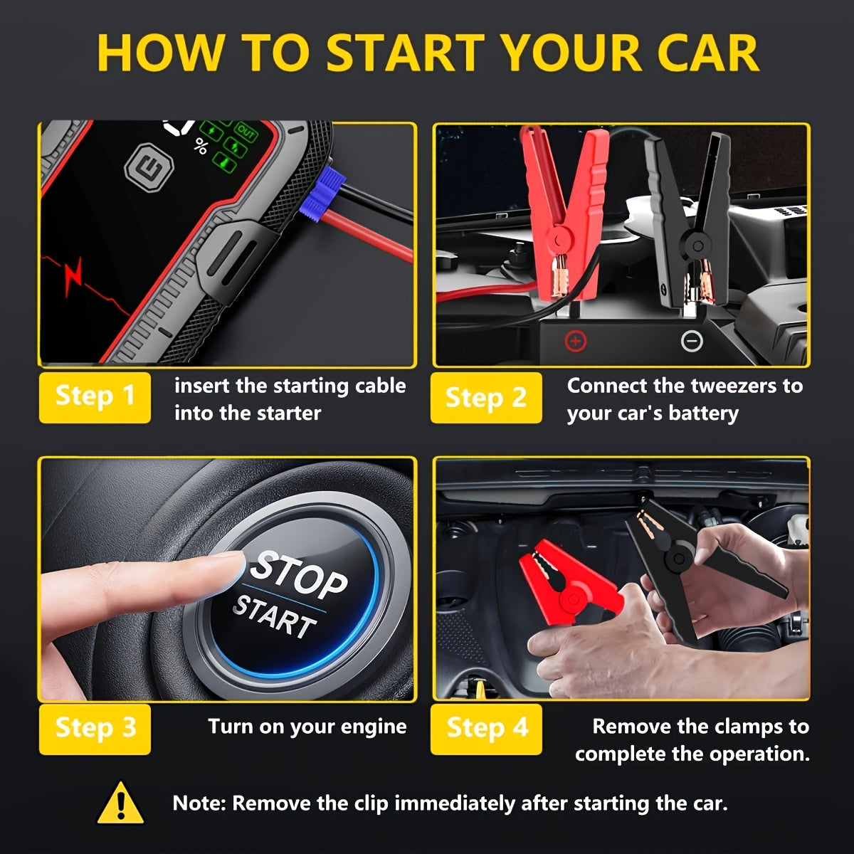 Tragbare 12V Auto-Starthilfe mit Powerbank und Digitalanzeige