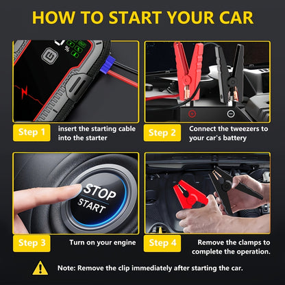 Tragbare 12V Auto-Starthilfe mit Powerbank und Digitalanzeige