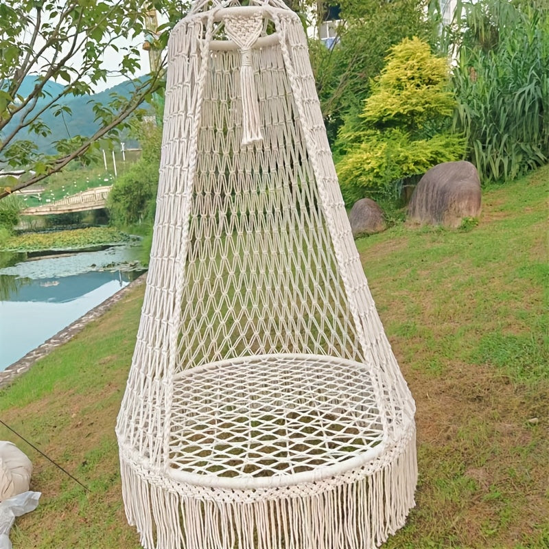 BohoSwing Ručno tkan viseći stolac – Opušteni boemski ugođaj
