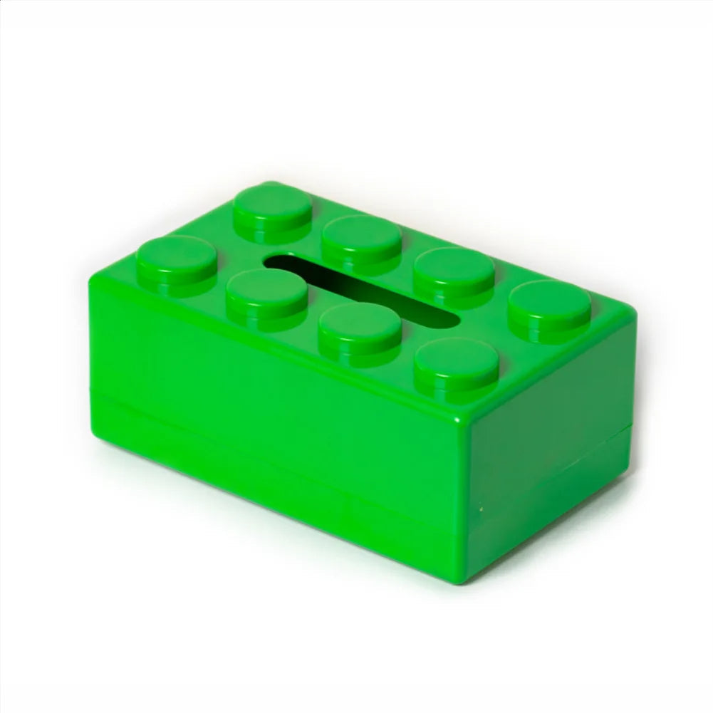 Caja de pañuelos con diseño de bloques, fabricada en plástico ABS