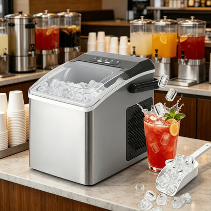 Kompakte Eiswürfelmaschine mit schneller Eisproduktion für zu Hause und unterwegs