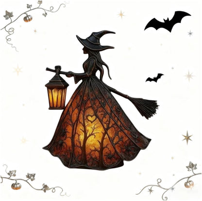 Figura de bruja iluminada como decoración de Halloween