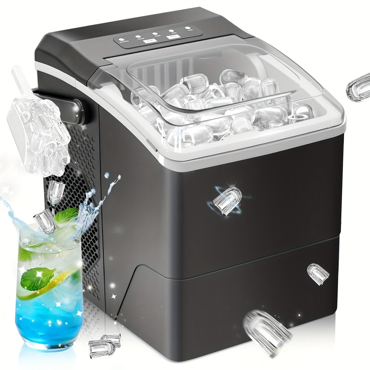 Kompakte Eiswürfelmaschine mit Zwei Eiswürfelformaten und Schneller Produktion