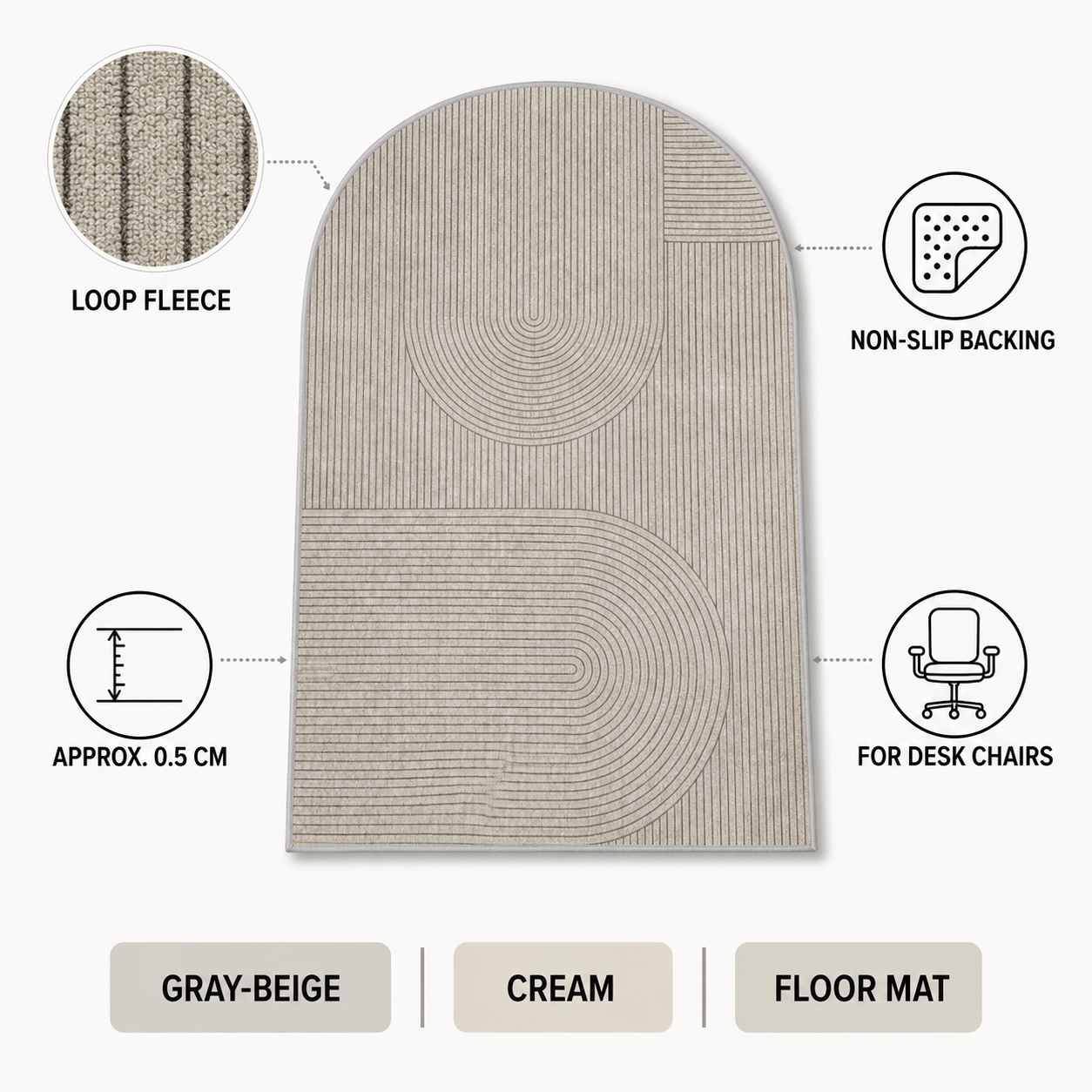 Alfombrilla protectora para silla de oficina con base antideslizante