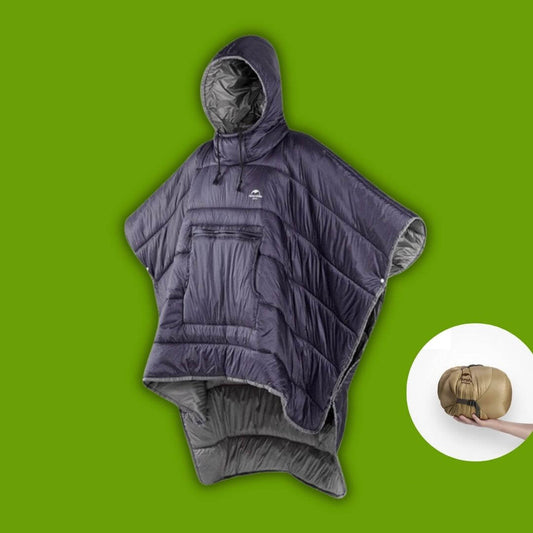 Gepolsterter Outdoor-Poncho mit Kapuze und Tasche
