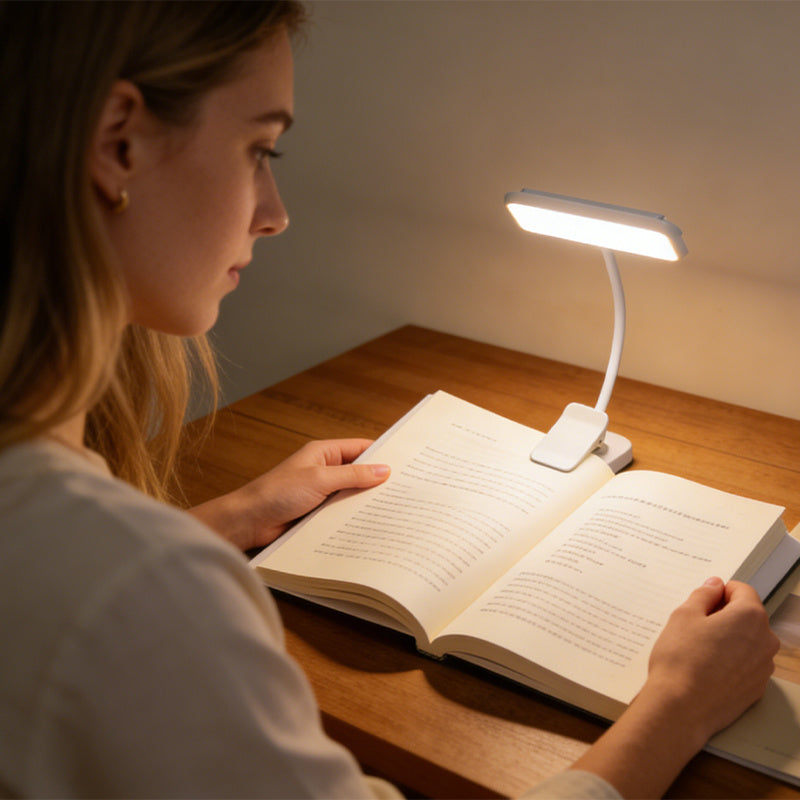 Wiederaufladbare LED Leselampe mit Clip