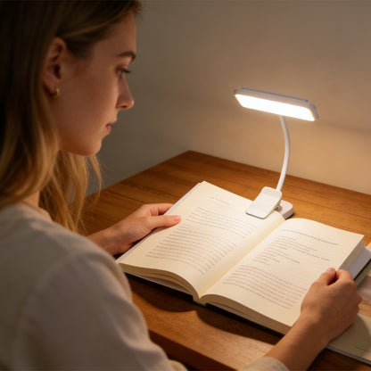 Wiederaufladbare LED Leselampe mit Clip