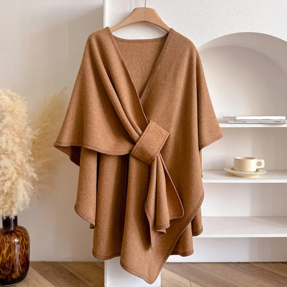 Eleganter Damen-Poncho mit Gürtel für kühle Tage