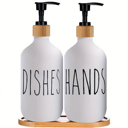 Moderni dozator sapuna s drvenom tacnom – Za stilsko kupatilo