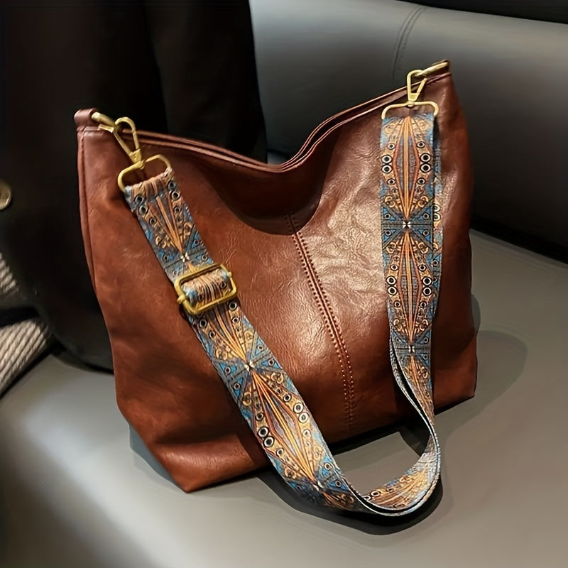 Široka geometrijska torba – Crossbody s velikim kapacitetom i retro štihom