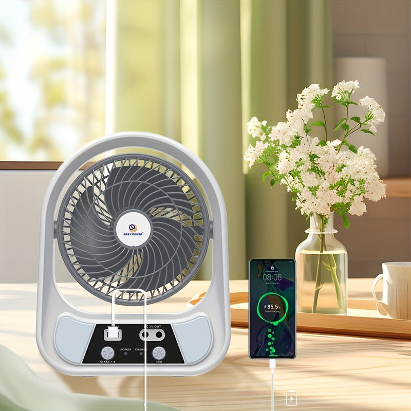 Prijenosni solarni ventilator i noćno svjetlo – Višenamjenski i punjivi