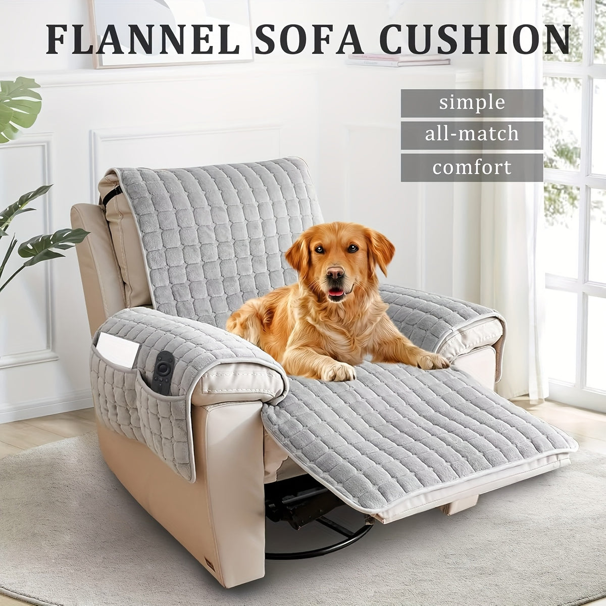 Protector de felpa para sillón con cubierta para reposabrazos