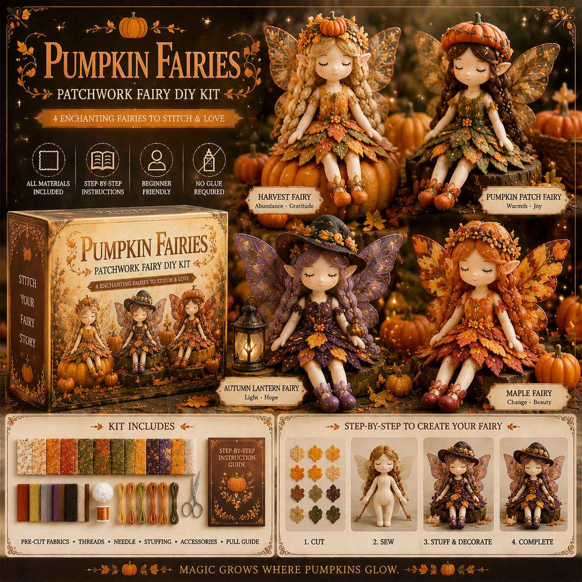 Kit de costura DIY creativo para diseñar figuras de hadas hechas a mano
