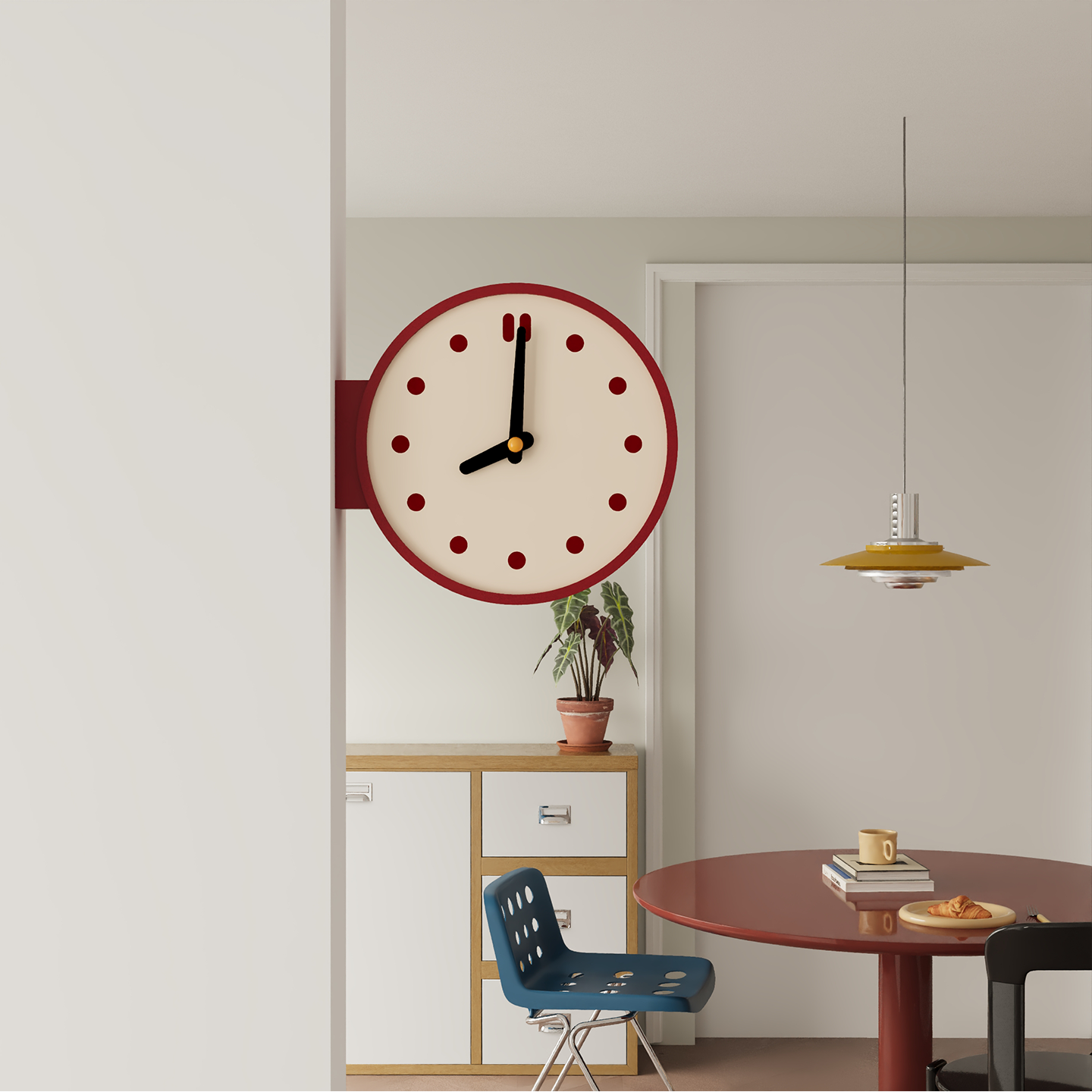 Doppelseitige Wanduhr im Retro-Design