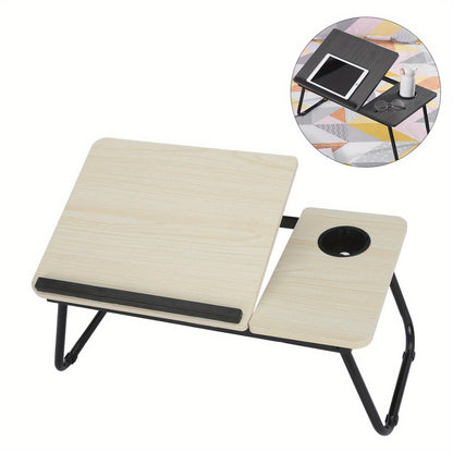 Mesa de cama dobrável para portátil com suporte para bebidas