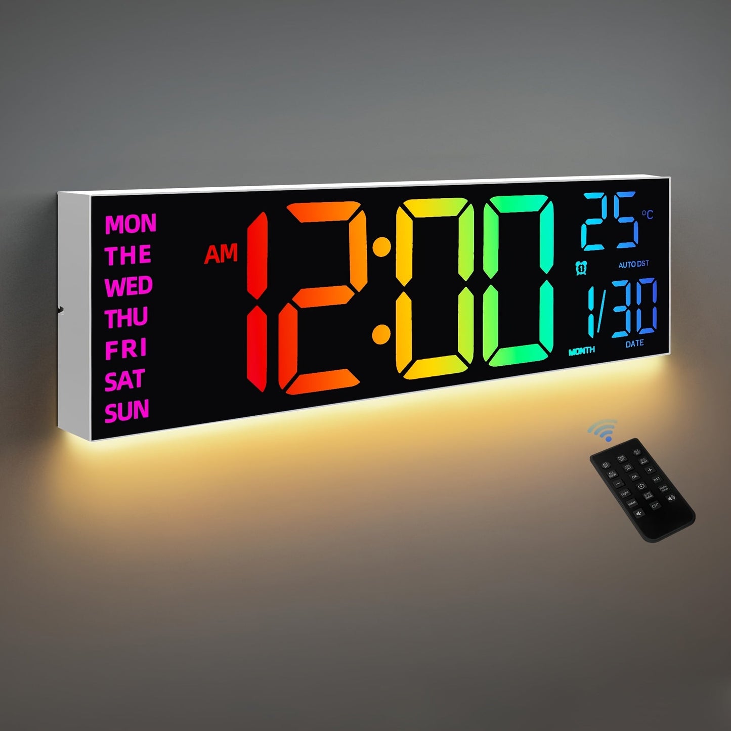 LumiWall digitalni zidni sat – Velik, u boji i lako čitljiv