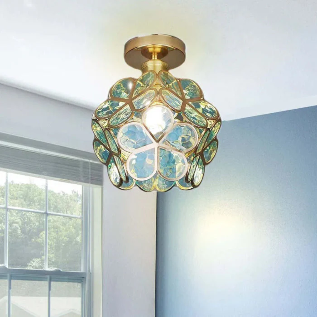 Candeeiro de teto decorativo com motivo floral