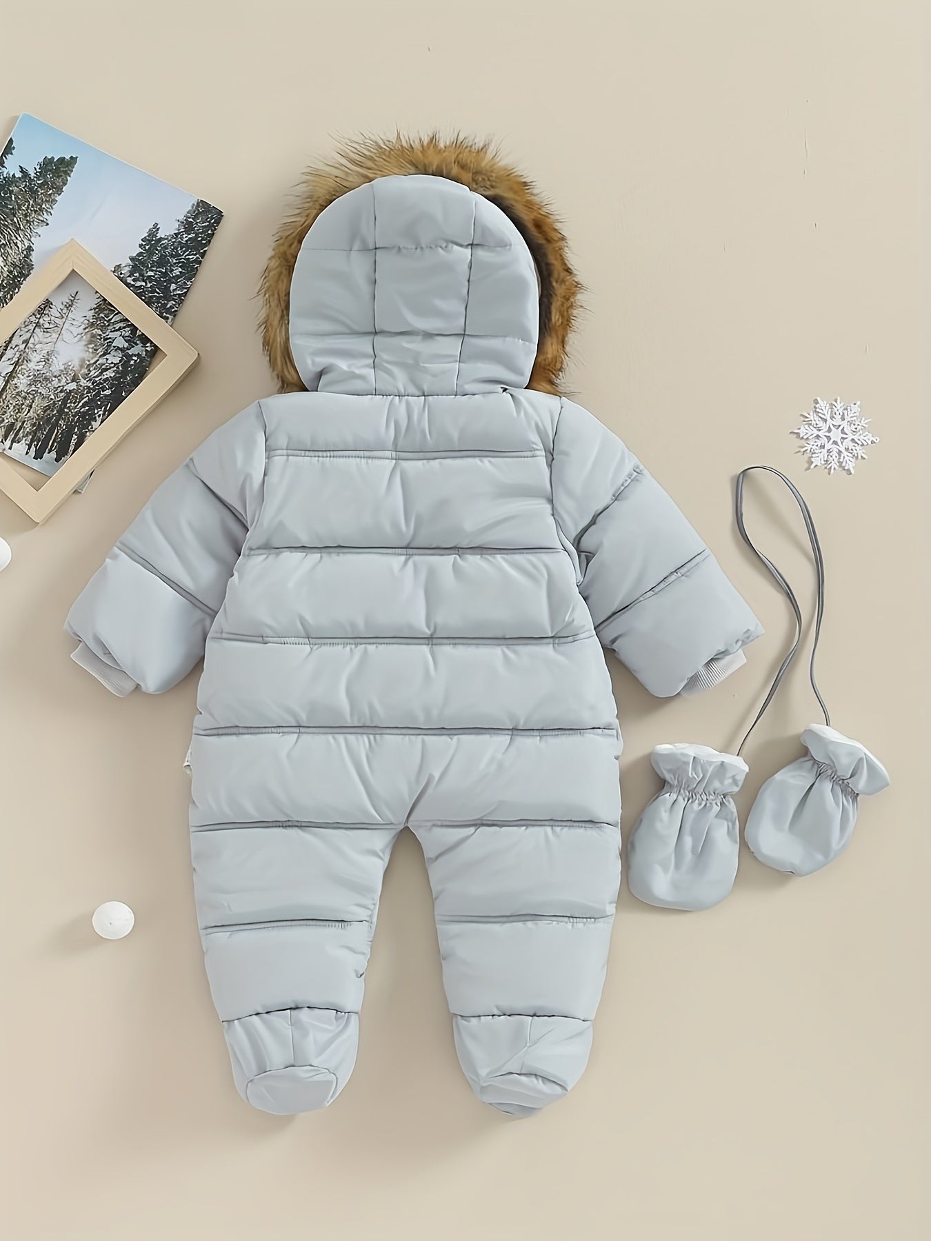 Mono de bebé Snowy: mono de invierno cálido con capucha para uso en exteriores