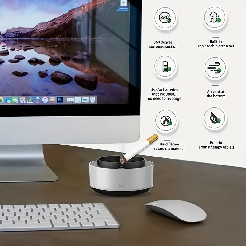 Cenicero inteligente con purificador de aire: eliminación eficaz de humo y olores con un diseño elegante.