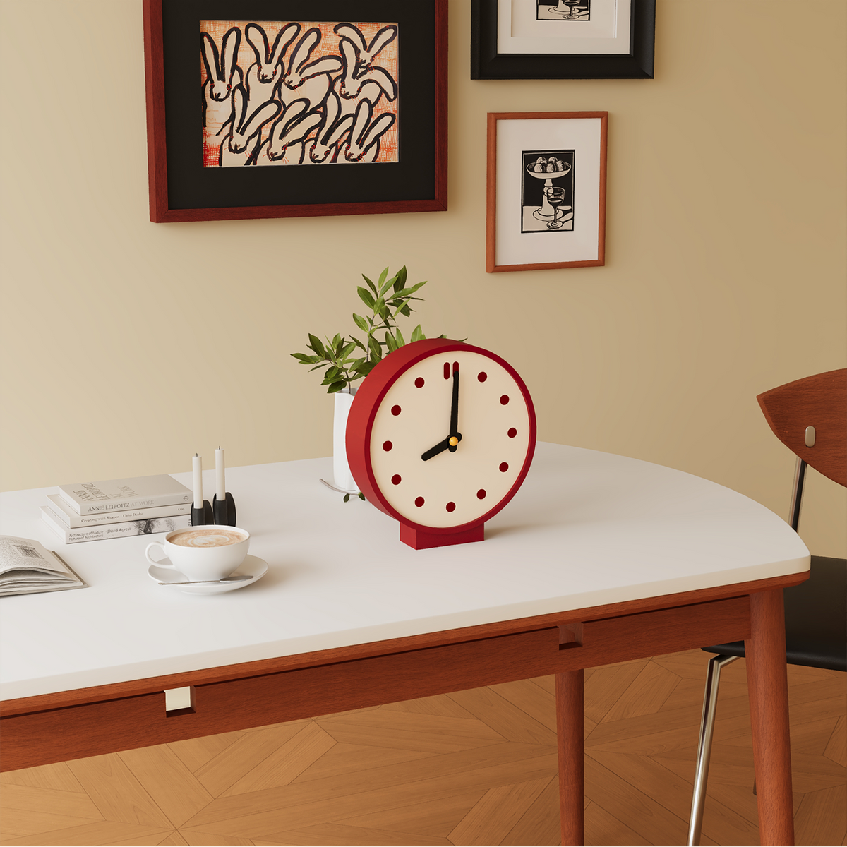 Doppelseitige Wanduhr im Retro-Design