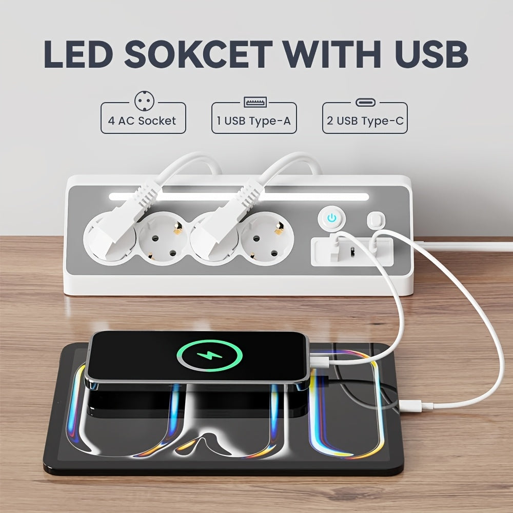 7-in-1 Mehrfachsteckdose mit USB-C Schnellladeanschlüssen