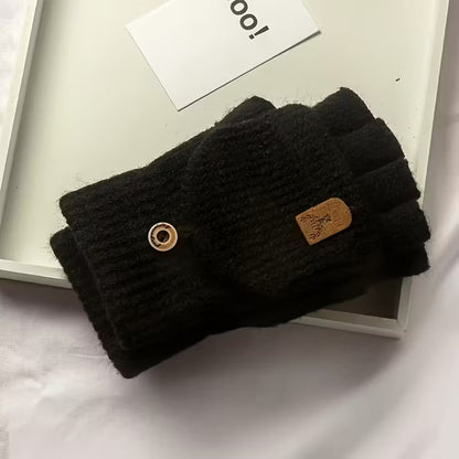 Fingerlose Herren-Strickhandschuhe mit Klappfunktion