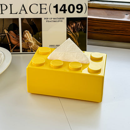 Caja de pañuelos con diseño de bloques, fabricada en plástico ABS