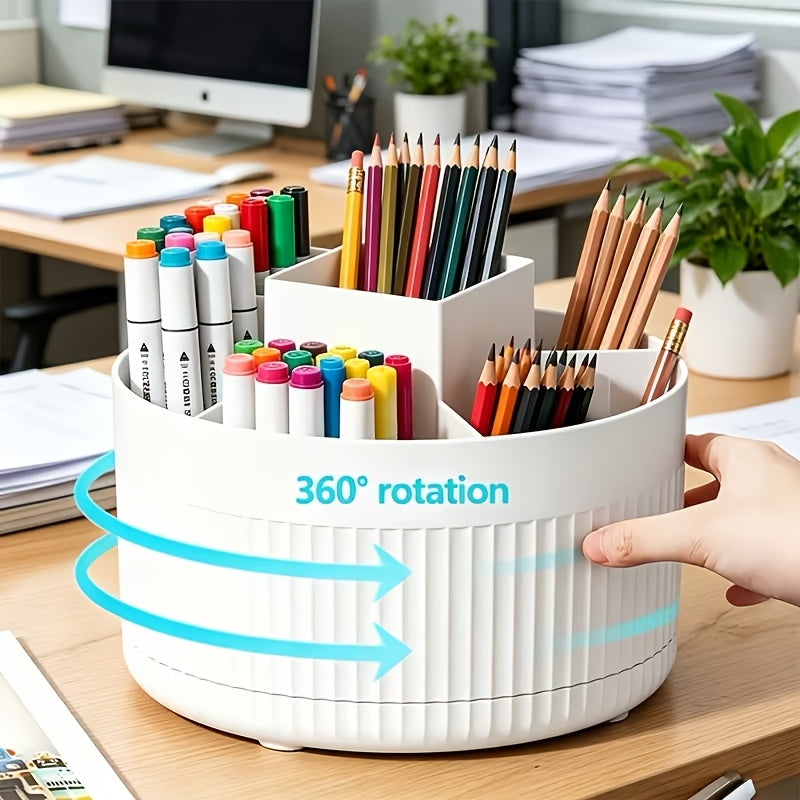 Organizador de escritorio giratorio con 5 compartimentos
