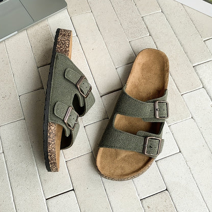 Sandalias retro con doble hebilla ajustable para hombre: cómodas y con estilo.
