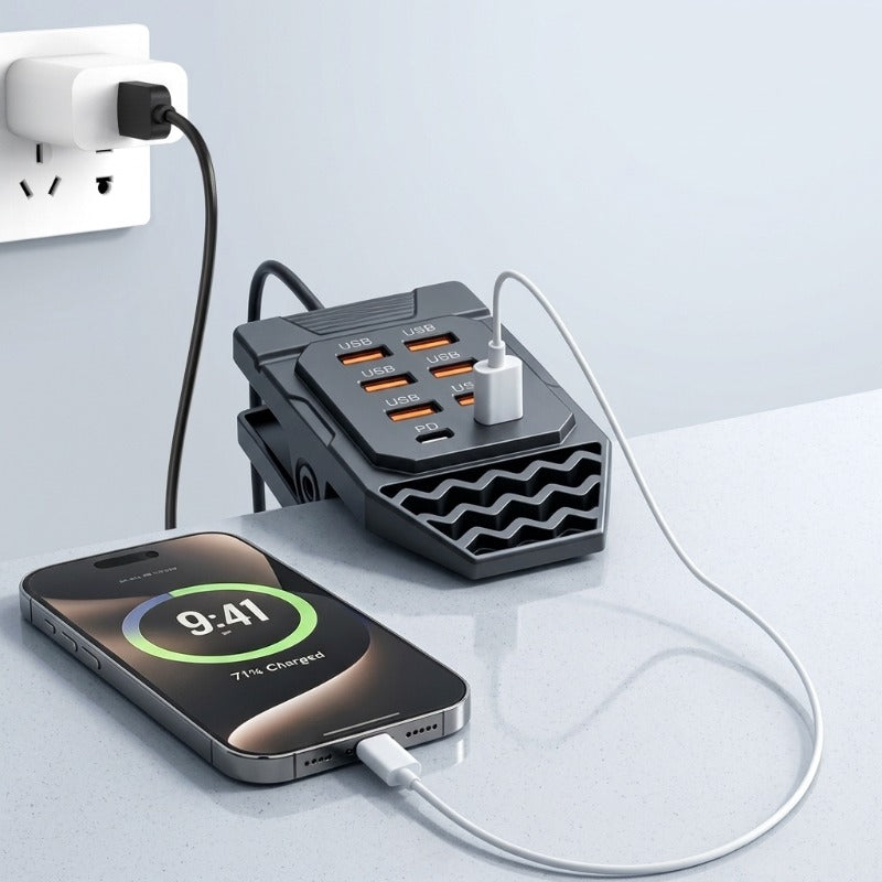 Hub de carregamento USB com 8 portas e grampo de mesa