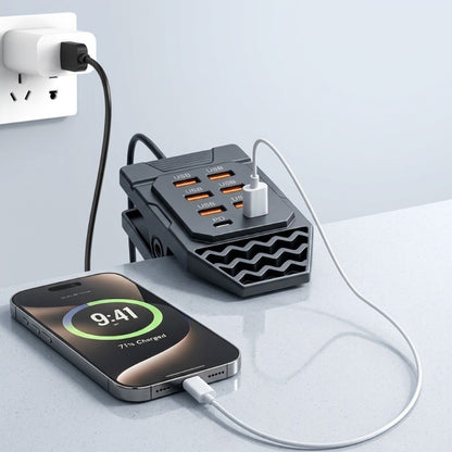 Hub de carregamento USB com 8 portas e grampo de mesa