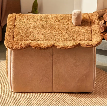Casa de peluche para gatos com design de gruta