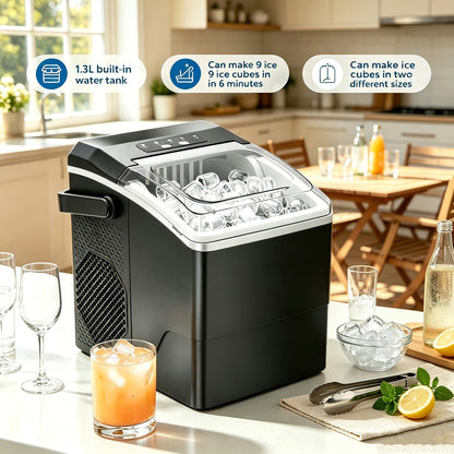 Kompakte Eiswürfelmaschine mit Zwei Eiswürfelformaten und Schneller Produktion