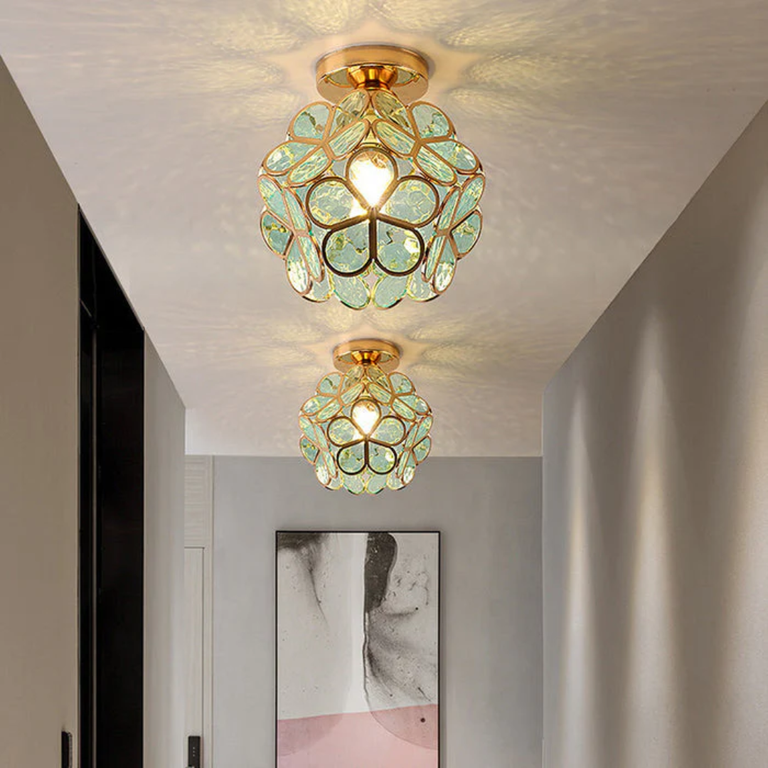 Candeeiro de teto decorativo com motivo floral
