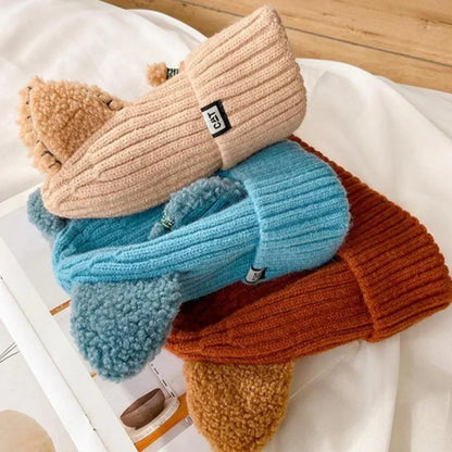 Damen Wintermütze mit Katzenohren und Umschlag