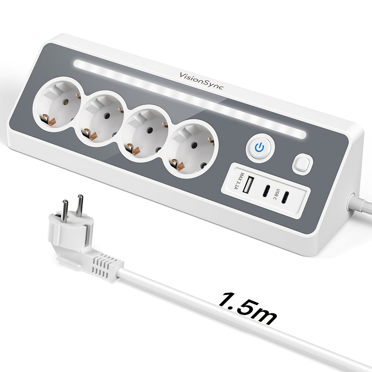 7-in-1 Mehrfachsteckdose mit USB-C Schnellladeanschlüssen