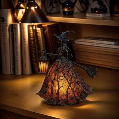 Figura de bruja iluminada como decoración de Halloween