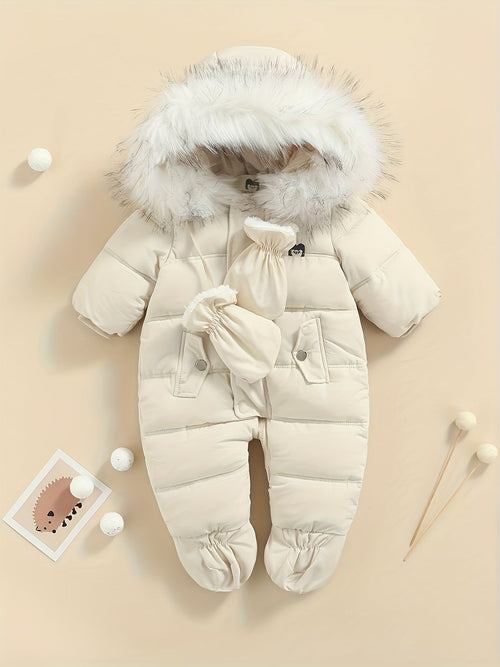 Mono de bebé Snowy: mono de invierno cálido con capucha para uso en exteriores