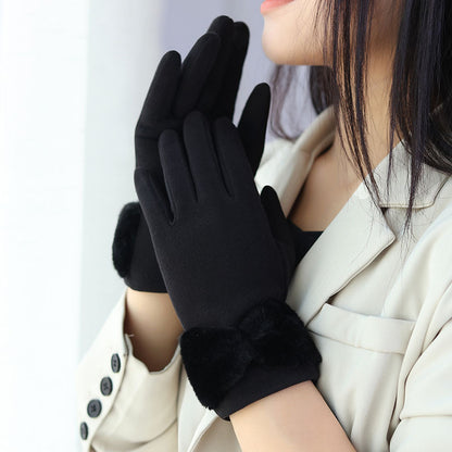 Warme Damen Winterhandschuhe mit Schleife