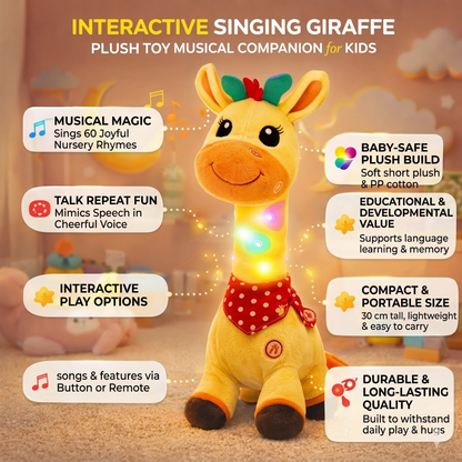 Peluche interactivo de jirafa con música y luz