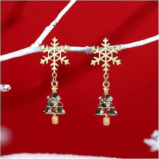 Festliche Schneeflocken-Ohrringe mit Weihnachtsbaum
