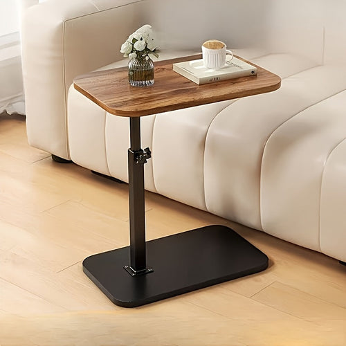 Mesa auxiliar regulable en altura con tablero de madera para sofá y cama