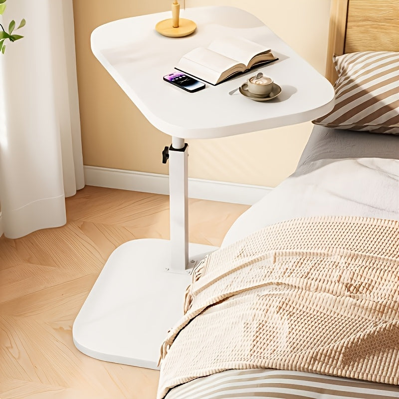 Mesa auxiliar regulable en altura con tablero de madera para sofá y cama