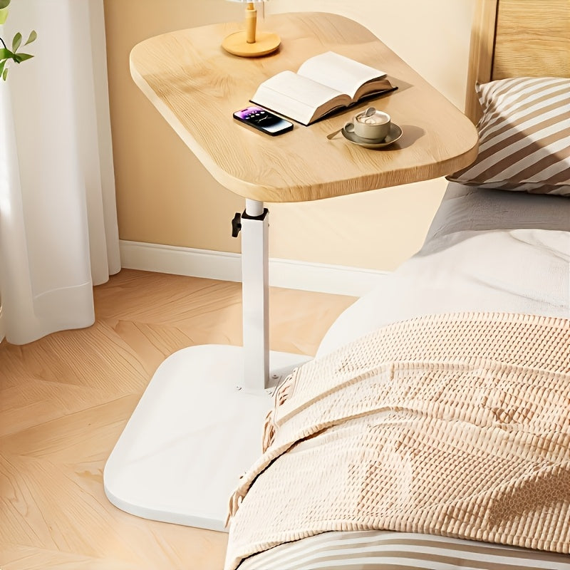 Mesa auxiliar regulable en altura con tablero de madera para sofá y cama