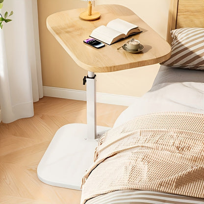 Mesa auxiliar regulable en altura con tablero de madera para sofá y cama