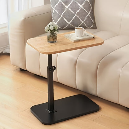 Mesa auxiliar regulable en altura con tablero de madera para sofá y cama