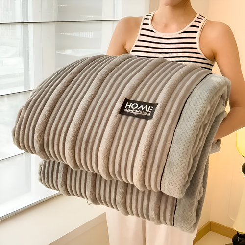 Manta de forro polar para el hogar a rayas con textura