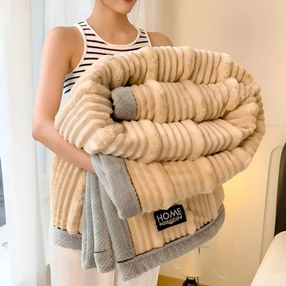 Manta de forro polar para el hogar a rayas con textura