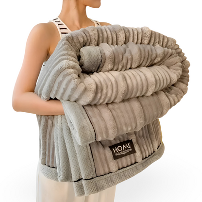 Manta de forro polar para el hogar a rayas con textura